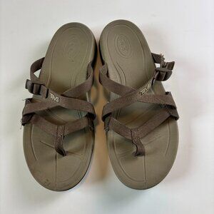 Teva Voya Infinity Mush Brown Sandals Women’s 8 Adjustable Strappy Slides READ